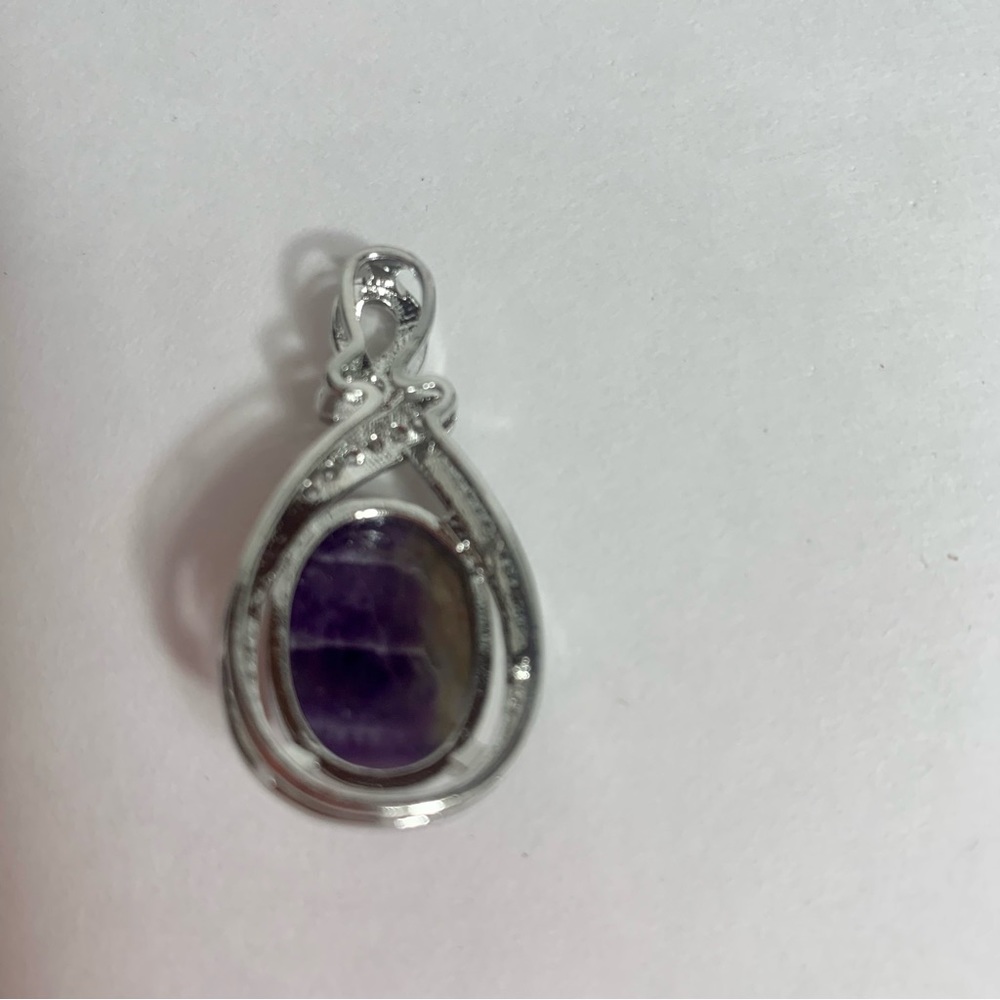 Necklace pendant. Faux amethyst and faux diamond necklace pendant. - Picture 3 of 9